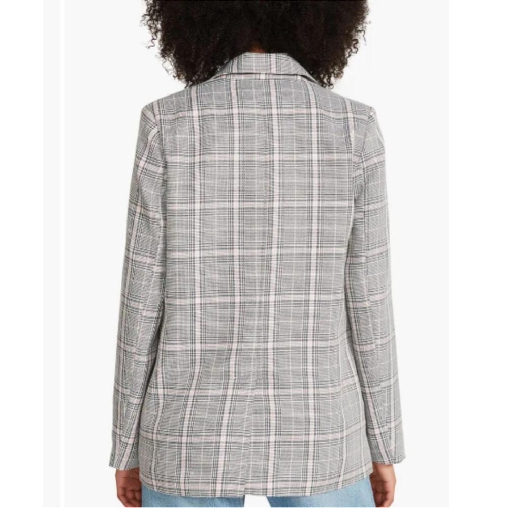 Steve Madden Grey & Pink Plaid Oversized Notch Collar Blazer Size XLarge - Picture 2 of 11